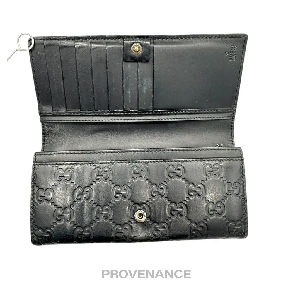 🔴 Gucci Long Wallet - Black Guccissima Leather